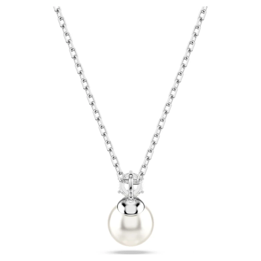 Matrix pendant, Crystal pearl, Round cut, White, Rhodium plated by SWAROVSKI