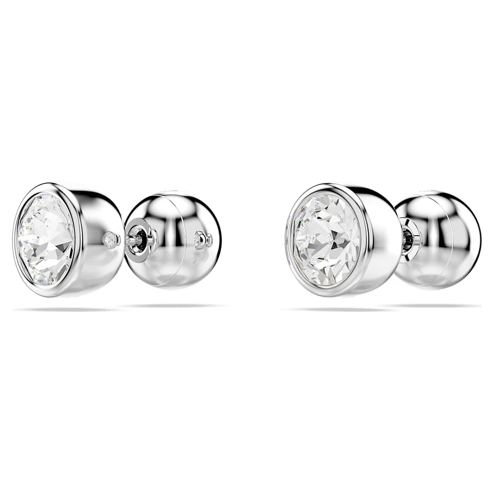 Imber stud earrings, Round cut, White, Rhodium plated by SWAROVSKI