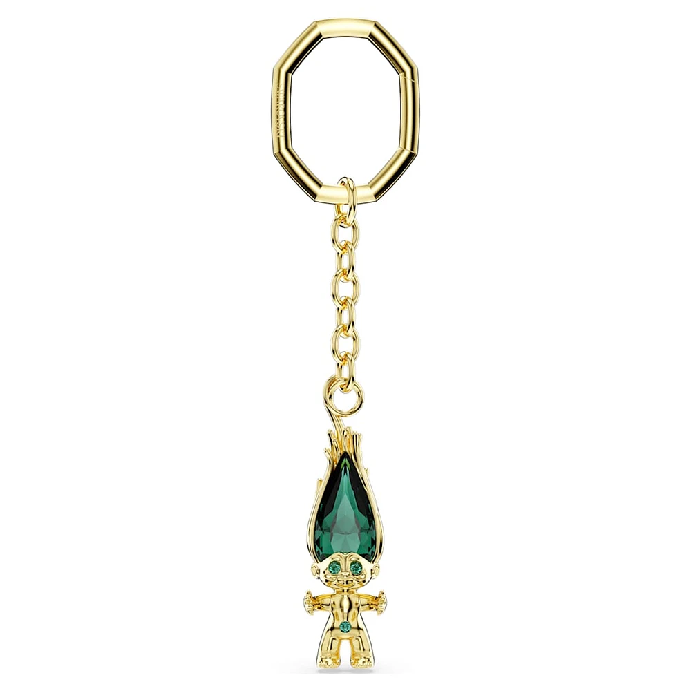 Good Luck Trolls key ring, Troll, Green, Gold-tone plated by SWAROVSKI