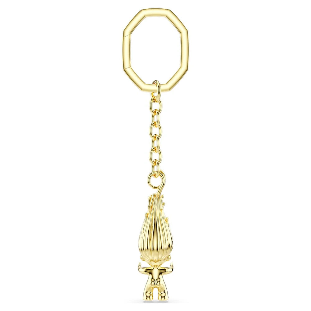 Good Luck Trolls key ring, Troll, Green, Gold-tone plated by SWAROVSKI