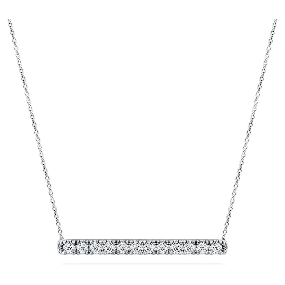 Eternity bar pendant, Lab-grown diamonds 0.5 ct tw, Round shape, 14K white gold by SWAROVSKI