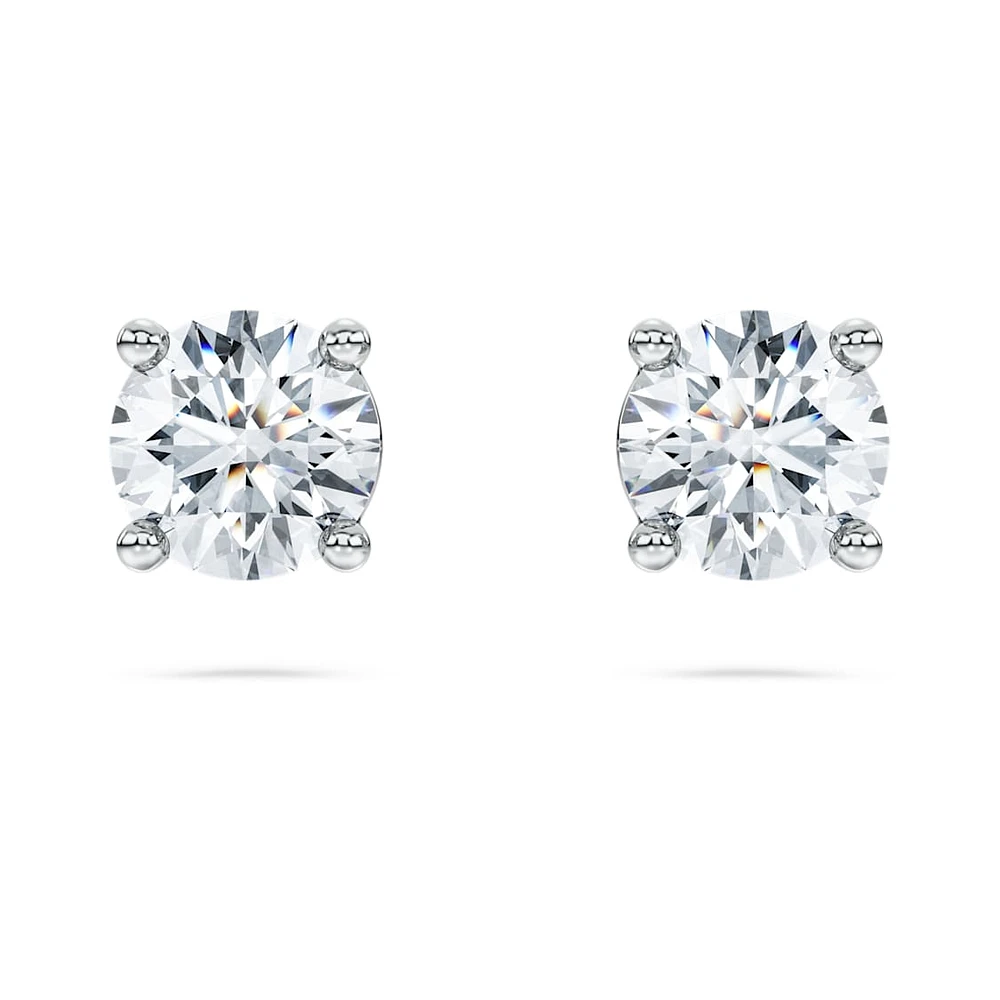 Eternity solitaire stud earrings, Lab-grown diamonds 1 ct tw, Round shape, 14K white gold by SWAROVSKI