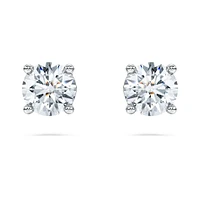 Eternity solitaire stud earrings, Lab-grown diamonds 1 ct tw, Round shape, 14K white gold by SWAROVSKI