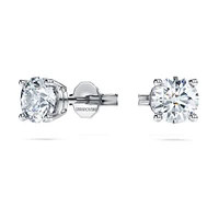 Eternity solitaire stud earrings, Lab-grown diamonds 1 ct tw, Round shape, 14K white gold by SWAROVSKI