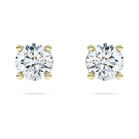 Eternity solitaire stud earrings, Lab-grown diamonds 1 ct tw, Round shape