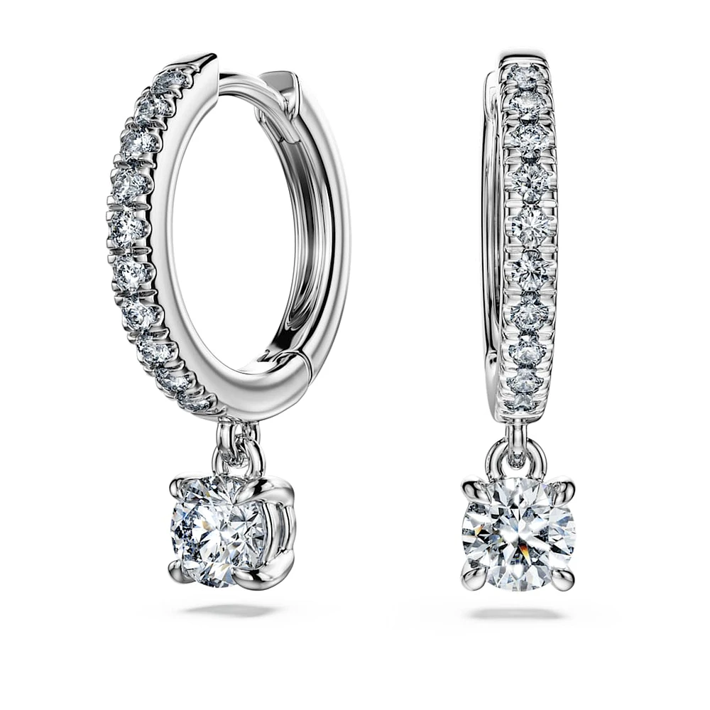 Eternity drop earrings, Lab-grown diamonds 0.7 ct tw, Round shape, 14K white gold by SWAROVSKI