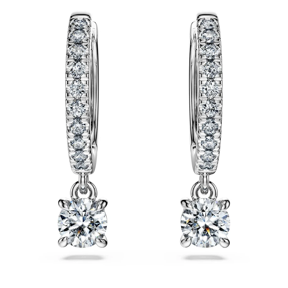 Eternity drop earrings, Lab-grown diamonds 0.7 ct tw, Round shape, 14K white gold by SWAROVSKI