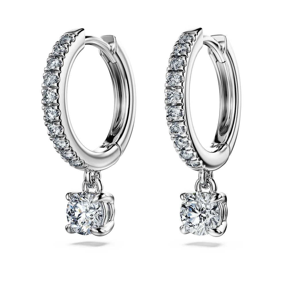 Eternity drop earrings, Lab-grown diamonds 0.7 ct tw, Round shape, 14K white gold by SWAROVSKI