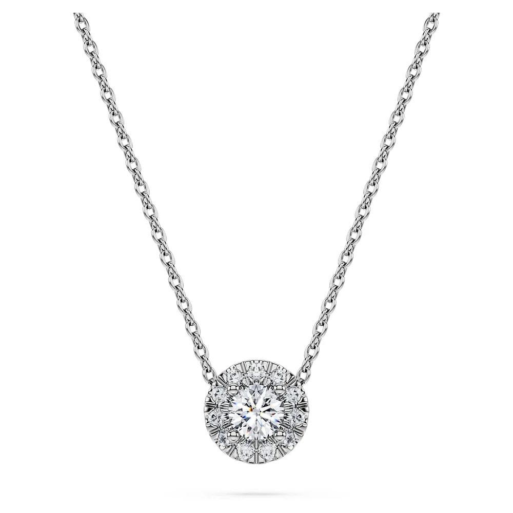 Eternity halo solitaire pendant, Lab-grown diamonds 0.23 ct tw, Round shape, Sterling silver by SWAROVSKI
