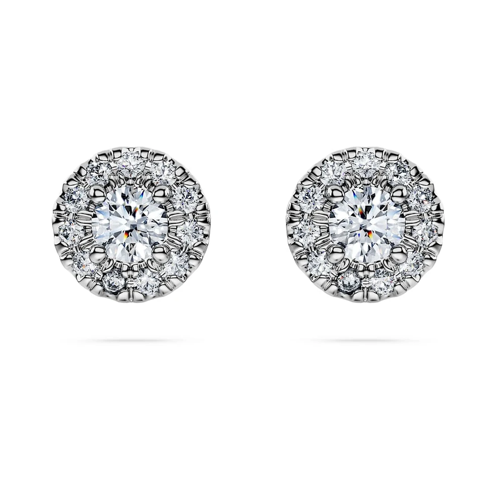 Eternity halo stud earrings, Lab-grown diamonds 0.45 ct tw, Round shape, Sterling silver by SWAROVSKI