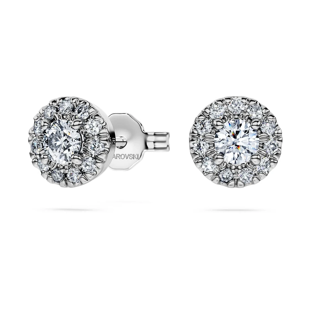 Eternity halo stud earrings, Lab-grown diamonds 0.45 ct tw, Round shape, Sterling silver by SWAROVSKI