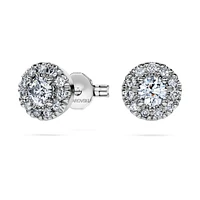 Eternity halo stud earrings, Lab-grown diamonds 0.45 ct tw, Round shape, Sterling silver by SWAROVSKI