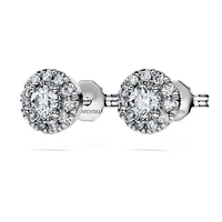 Eternity halo stud earrings, Lab-grown diamonds 0.45 ct tw, Round shape, Sterling silver by SWAROVSKI
