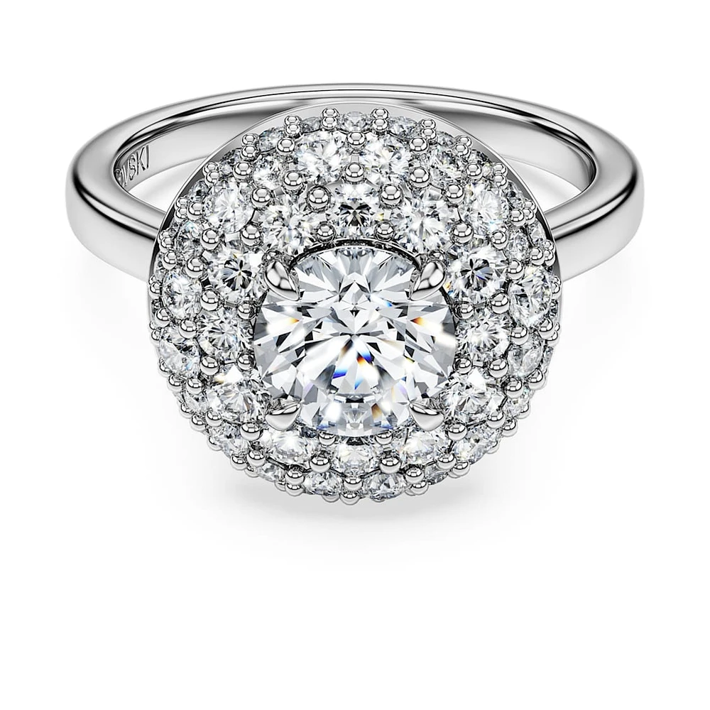 Eternity halo solitaire ring, Lab-grown diamonds 2 ct tw, Round shape, 14K white gold by SWAROVSKI
