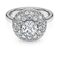 Eternity halo solitaire ring, Lab-grown diamonds 2 ct tw, Round shape, 14K white gold by SWAROVSKI