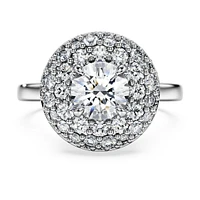 Eternity halo solitaire ring, Lab-grown diamonds 2 ct tw, Round shape, 14K white gold by SWAROVSKI