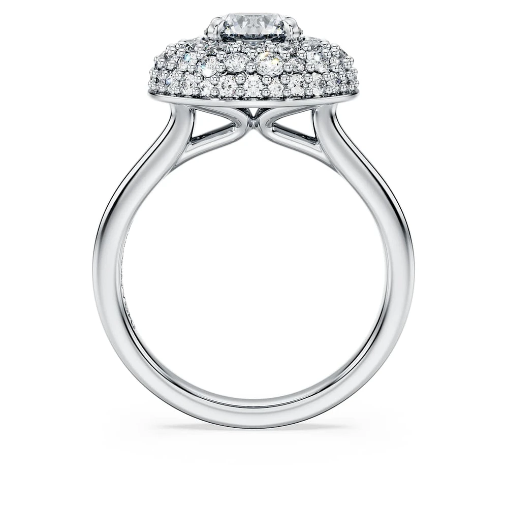 Eternity halo solitaire ring, Lab-grown diamonds 2 ct tw, Round shape, 14K white gold by SWAROVSKI
