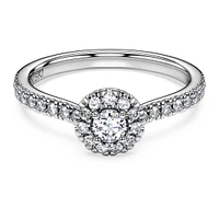 Eternity halo solitaire ring, Lab-grown diamonds 0.45 ct tw, Round shape, Sterling silver by SWAROVSKI