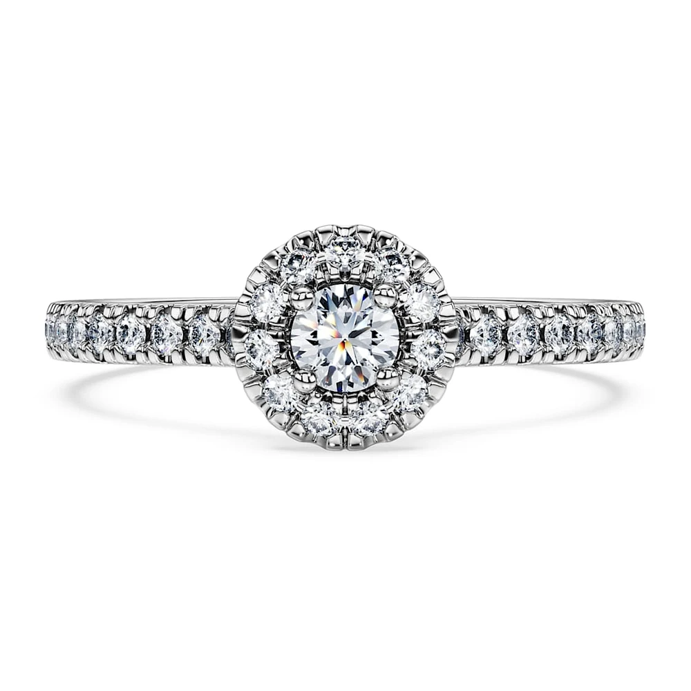 Eternity halo solitaire ring, Lab-grown diamonds 0.45 ct tw, Round shape, Sterling silver by SWAROVSKI