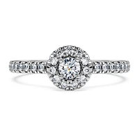 Eternity halo solitaire ring, Lab-grown diamonds 0.45 ct tw, Round shape, Sterling silver by SWAROVSKI