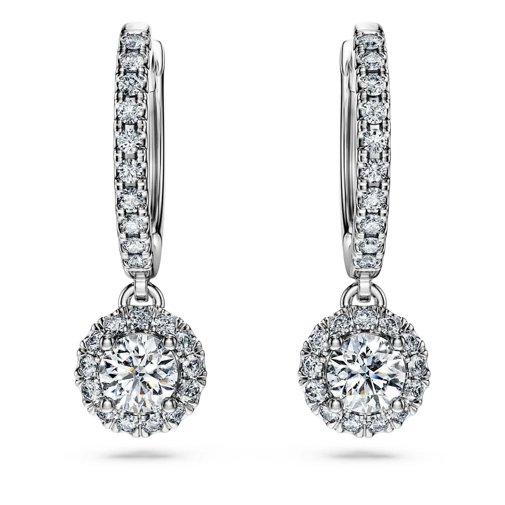 Eternity drop earrings, Lab-grown diamonds 1.1 ct tw, Round shape, 14K white gold by SWAROVSKI