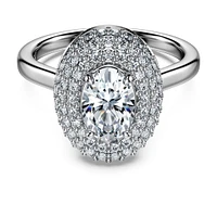 Eternity halo solitaire ring, Lab-grown diamonds 1.5 ct tw, Mixed shapes, 14K white gold by SWAROVSKI
