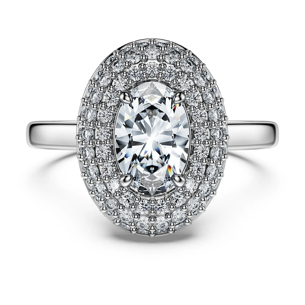 Eternity halo solitaire ring, Lab-grown diamonds 1.5 ct tw, Mixed shapes, 14K white gold by SWAROVSKI