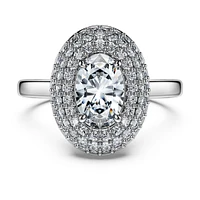 Eternity halo solitaire ring, Lab-grown diamonds 1.5 ct tw, Mixed shapes, 14K white gold by SWAROVSKI