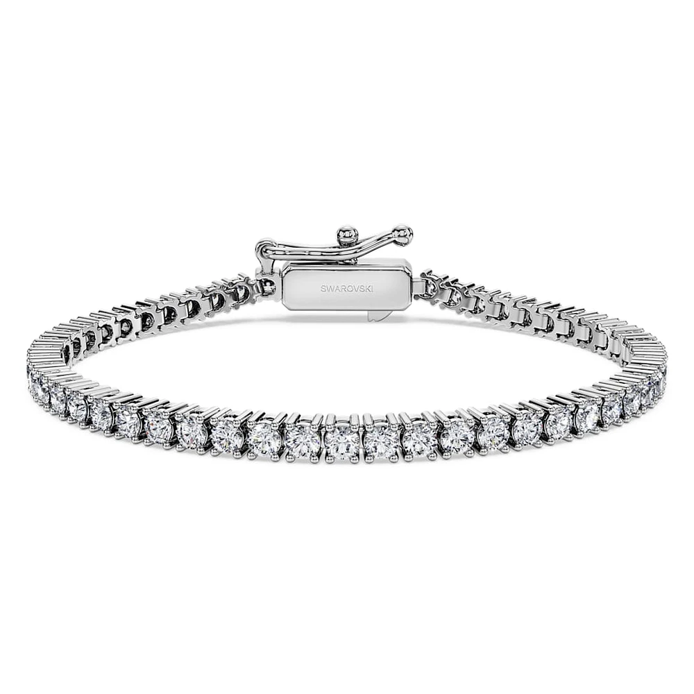 Eternity Tennis bracelet, Lab-grown diamonds 3 ct tw, Round shape, 14K white gold by SWAROVSKI