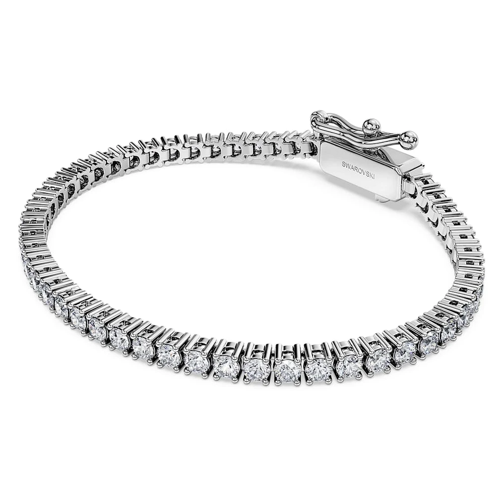 Eternity Tennis bracelet, Lab-grown diamonds 3 ct tw, Round shape, 14K white gold by SWAROVSKI