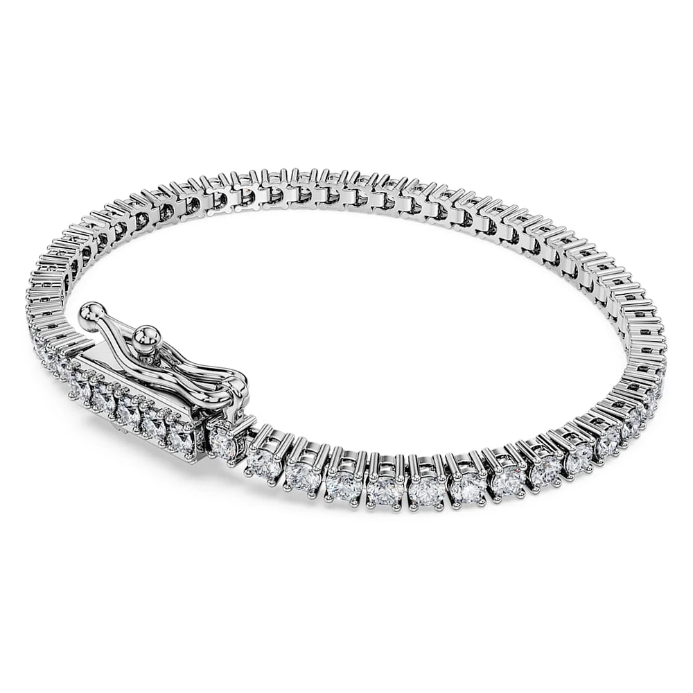Eternity Tennis bracelet, Lab-grown diamonds 3 ct tw, Round shape, 14K white gold by SWAROVSKI