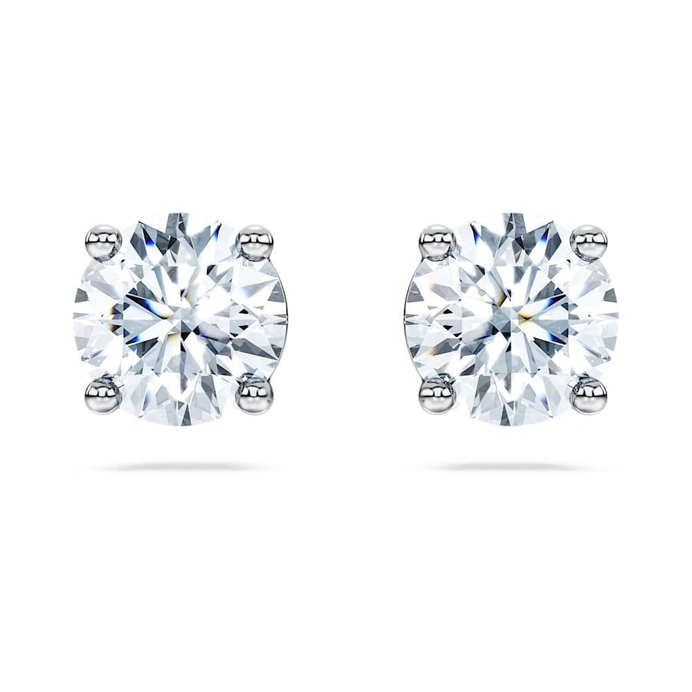 Eternity solitaire stud earrings, Lab-grown diamonds 2 ct tw, Round shape, 14K white gold by SWAROVSKI