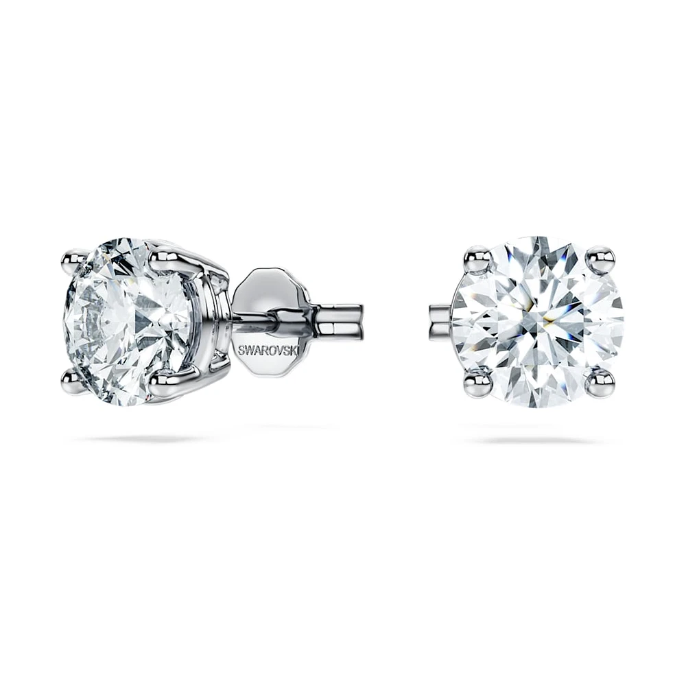 Eternity solitaire stud earrings, Lab-grown diamonds 2 ct tw, Round shape, 14K white gold by SWAROVSKI