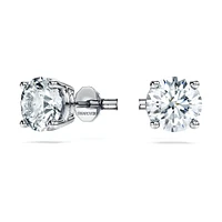 Eternity solitaire stud earrings, Lab-grown diamonds 2 ct tw, Round shape, 14K white gold by SWAROVSKI
