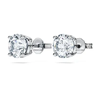 Eternity solitaire stud earrings, Lab-grown diamonds 2 ct tw, Round shape, 14K white gold by SWAROVSKI