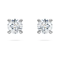 Eternity solitaire stud earrings, Lab-grown diamonds 0.5 ct tw, Round shape, 14K white gold by SWAROVSKI