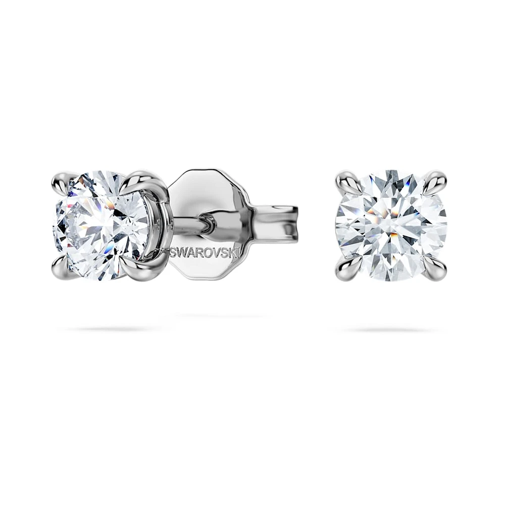 Eternity solitaire stud earrings, Lab-grown diamonds 0.5 ct tw, Round shape, 14K white gold by SWAROVSKI