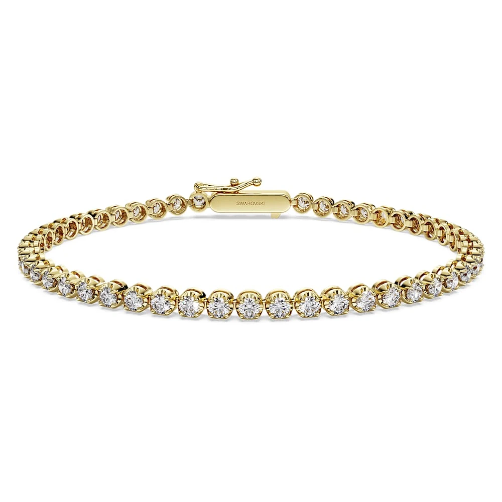 Eternity Tennis bracelet, Lab-grown diamonds 2.5 ct tw, Round shape, 14K yellow gold by SWAROVSKI