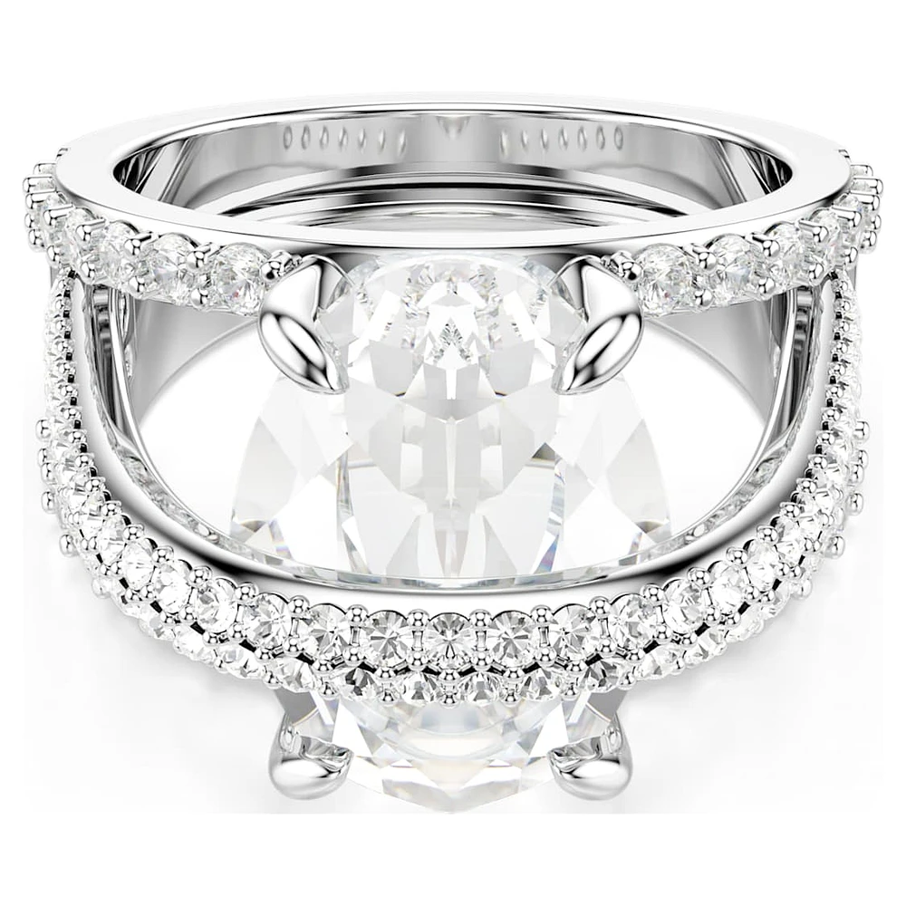 Hyperbola cocktail ring, Mixed cuts, White, Rhodium plated by SWAROVSKI