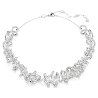 Hyperbola necklace, Mixed cuts, White, Rhodium plated by SWAROVSKI