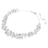 Hyperbola necklace, Mixed cuts, White, Rhodium plated by SWAROVSKI