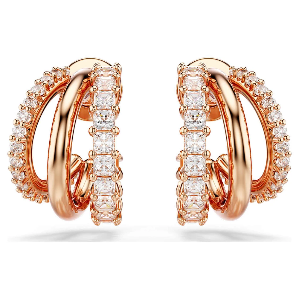 Hyperbola hoop earrings, Mixed cuts, Mini, White, Rose gold-tone plated by SWAROVSKI