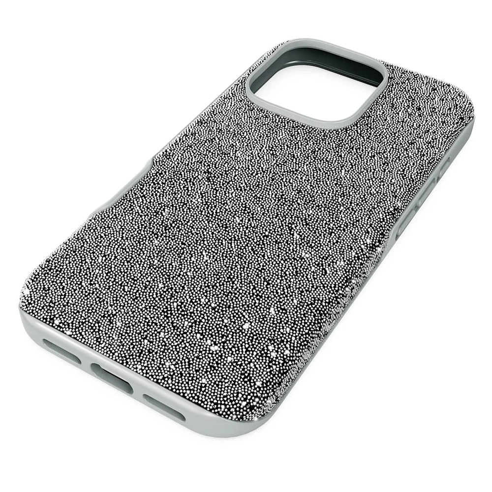 High smartphone case, iPhone® 16 Pro, Silver Tone by SWAROVSKI