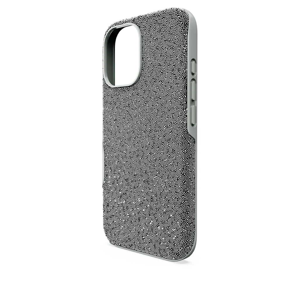 High smartphone case, iPhone® 16, Silver Tone by SWAROVSKI
