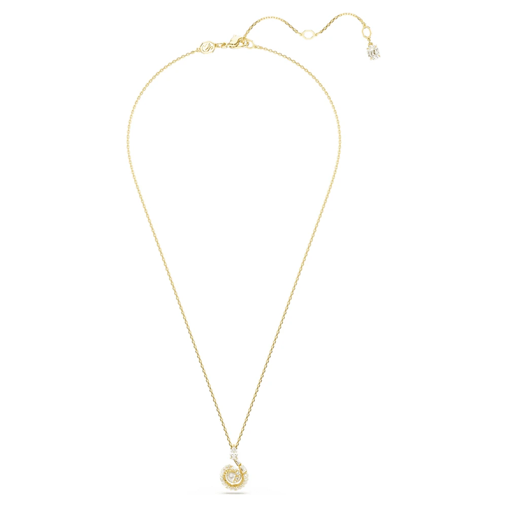 Snake pendant, Crystal pearl, Mixed cuts, Year of the Snake, White, Gold-tone plated by SWAROVSKI