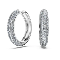Eternity hoop earrings, Lab-grown diamonds 2 ct tw, Round shape, 14K white gold by SWAROVSKI
