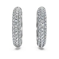 Eternity hoop earrings, Lab-grown diamonds 2 ct tw, Round shape, 14K white gold by SWAROVSKI