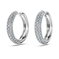 Eternity hoop earrings, Lab-grown diamonds 2 ct tw, Round shape, 14K white gold by SWAROVSKI