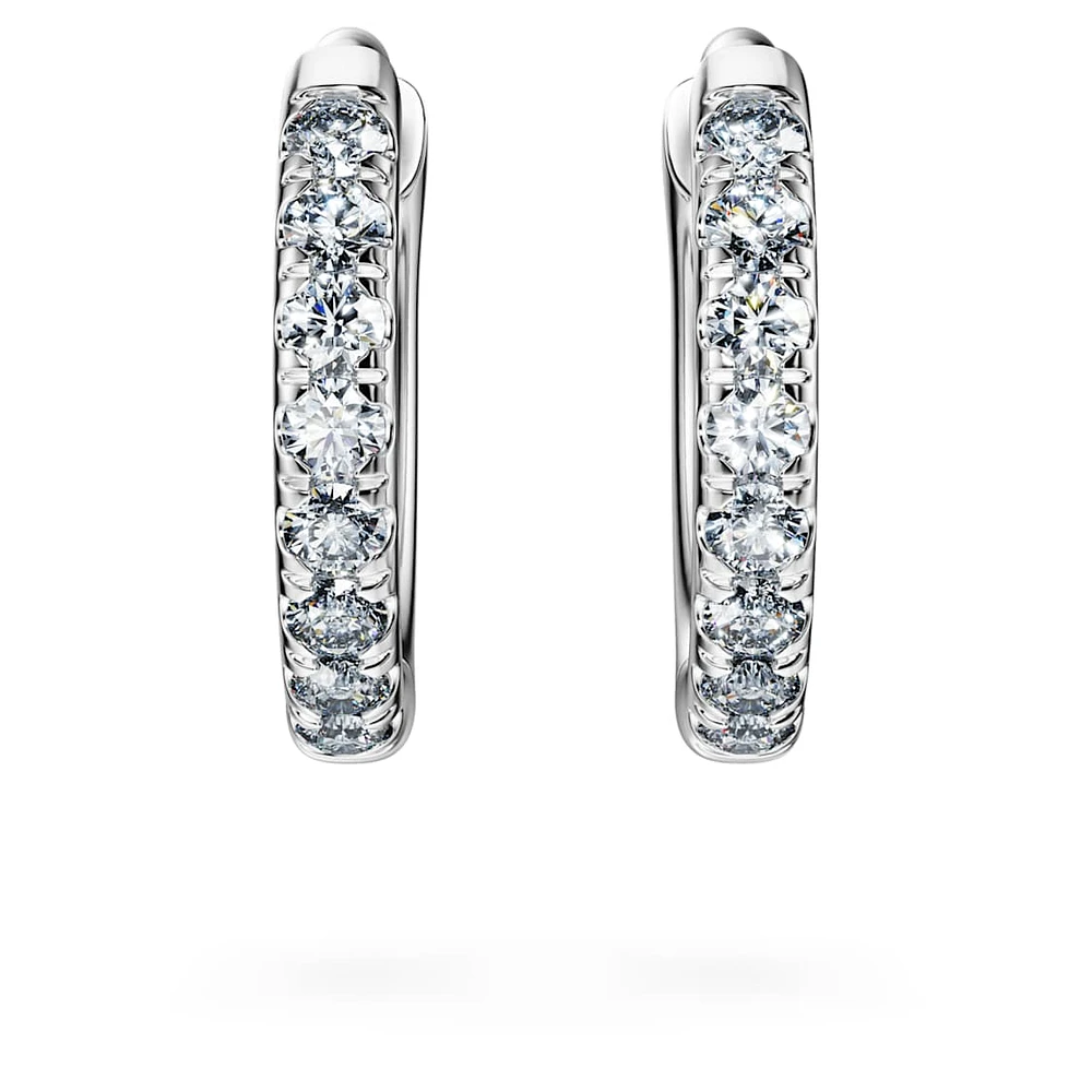 Eternity hoop earrings, Lab-grown diamonds 0.1 ct tw, Round shape, Small, 14K white gold by SWAROVSKI