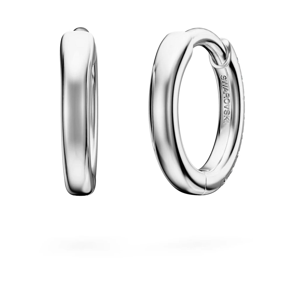 Eternity hoop earrings, Lab-grown diamonds 0.1 ct tw, Round shape, Small, 14K white gold by SWAROVSKI